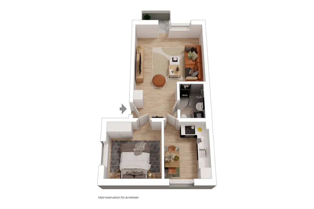 Plaan - Renovated Two-Bedroom with Balcony in Trelleborg
