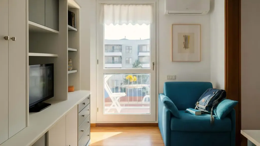Living Room - Studio Apartment with Balcony in Milan