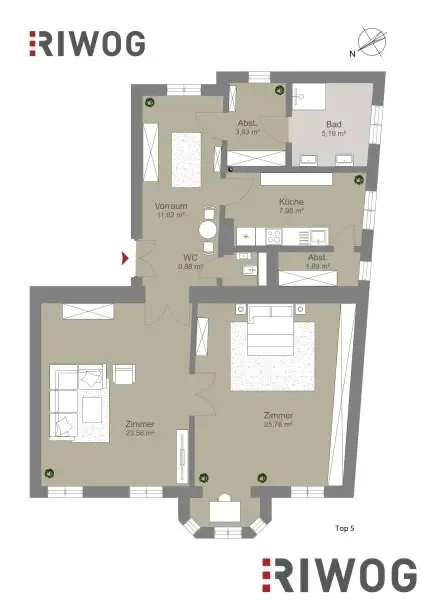 Floor Plan - Altbau with Optional Balcony in Hietzing