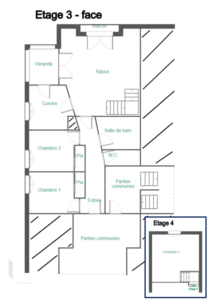 Plan - Duplex avec Parking Privé et Véranda au Centre-ville de Millau