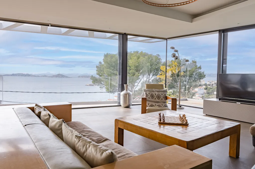 Séjour - Villa Vue Mer Panoramique à Marseille - Roucas Blanc