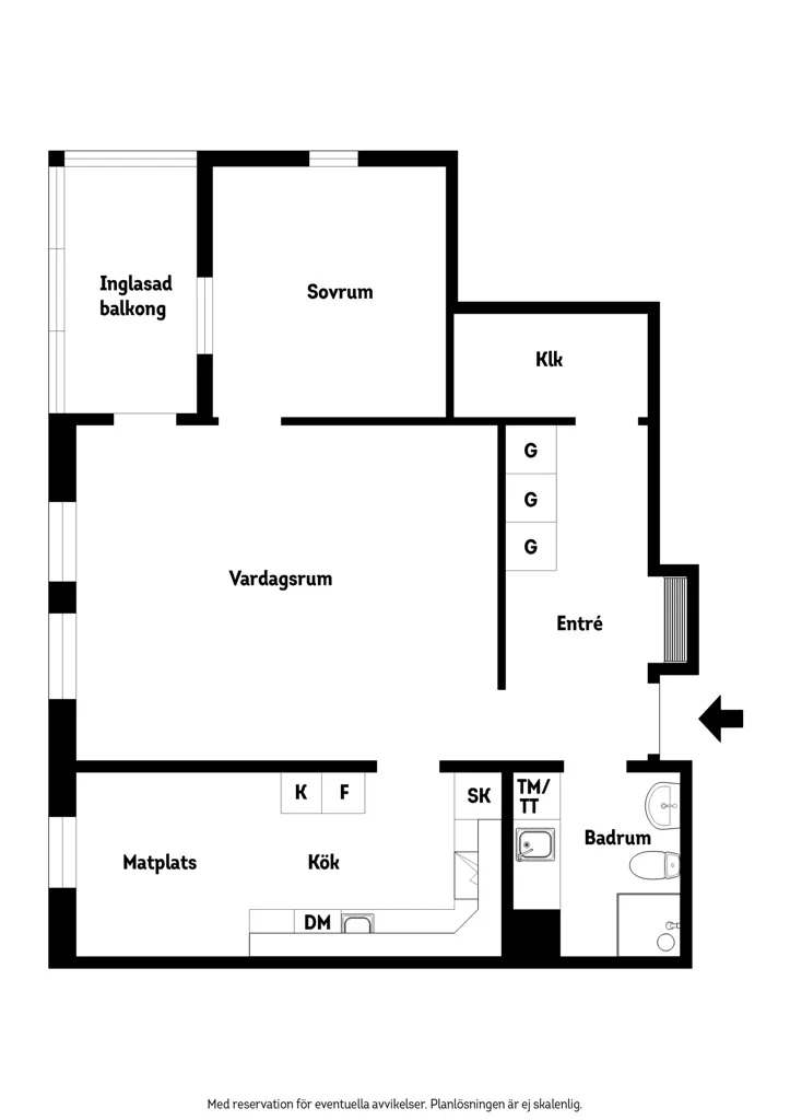 Plan - Two-Bedroom Flat with Balcony in Skåne