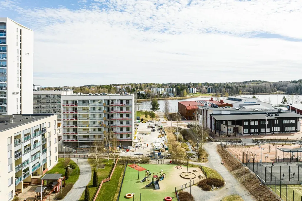 Vue aérienne - Corner Flat with Balcony in Pirkkala Centre