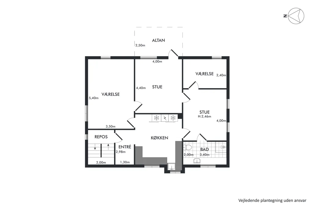 Plan - Bright Apartment with Balcony in Frederiksberg