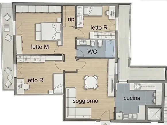 Plan - Spacious Apartment with Balconies in Capurso