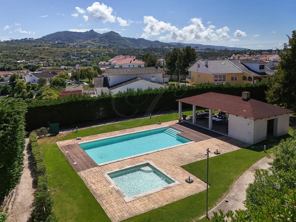 Aerial - Villa with Pool and Mountain Views in Sintra