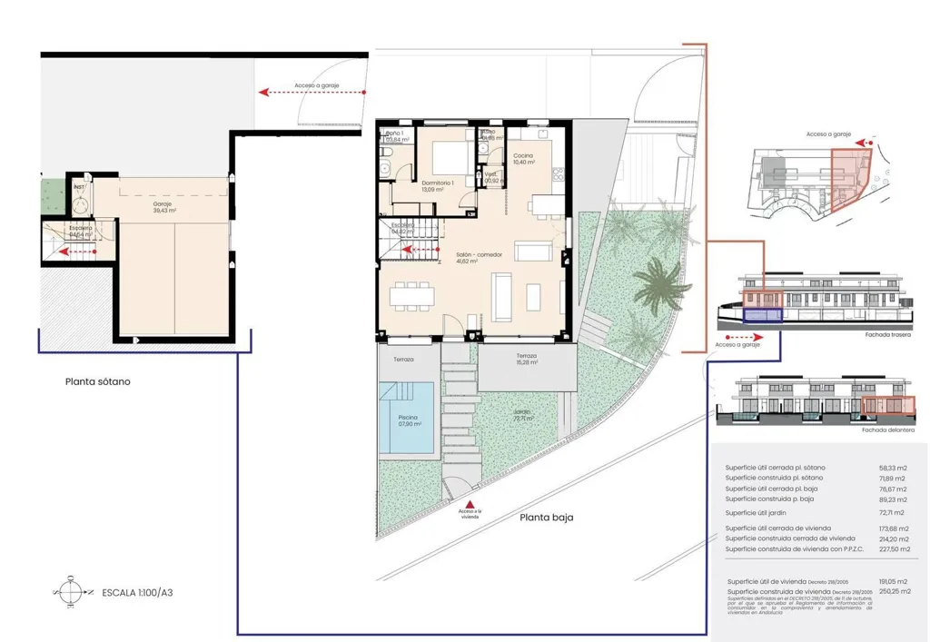 Plan - Eco-Friendly Townhouse with Pool in El Limonar, Málaga