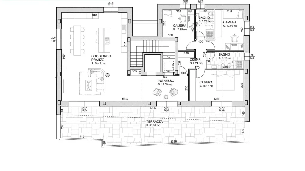 Plaan - Modern Apartment with Terraces in Scorze'