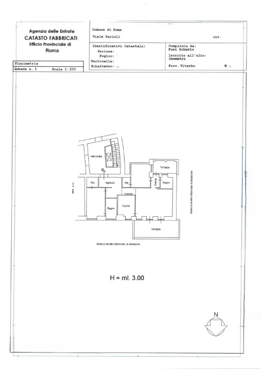 Plan - Rustic-Style Apartment with Terraces in Parioli, Rome