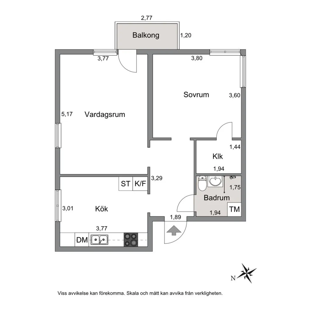 Floor Plan - Modern Flat with Balcony in Mariekäll