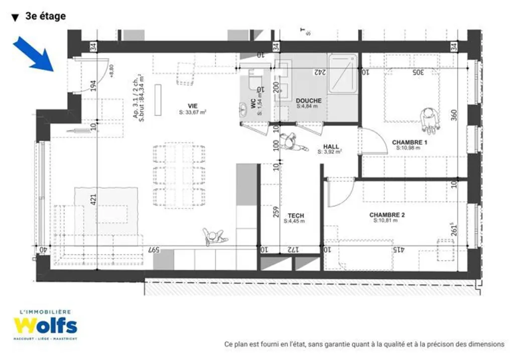 Plaan - New Apartment with Terrace in Liège
