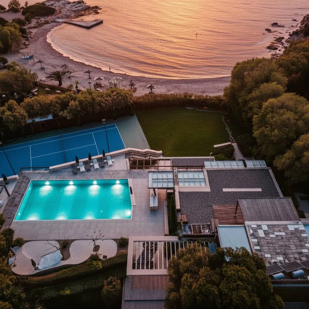 Vista aerea - Seafront Villa with Pools in Mavro Lithari