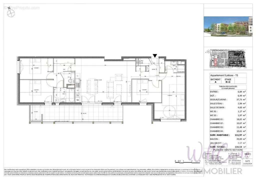 Plan - Appartement T5 en Attique avec Balcon Sud à Annecy
