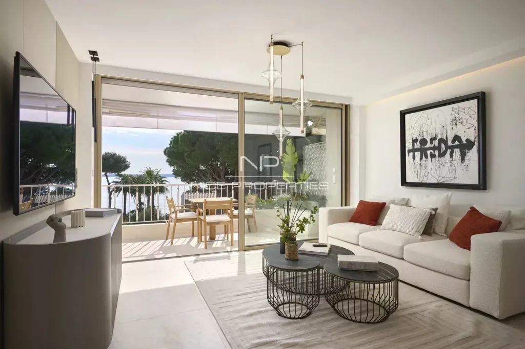Séjour - Appartement avec Vue Mer et Terrasse à Cannes