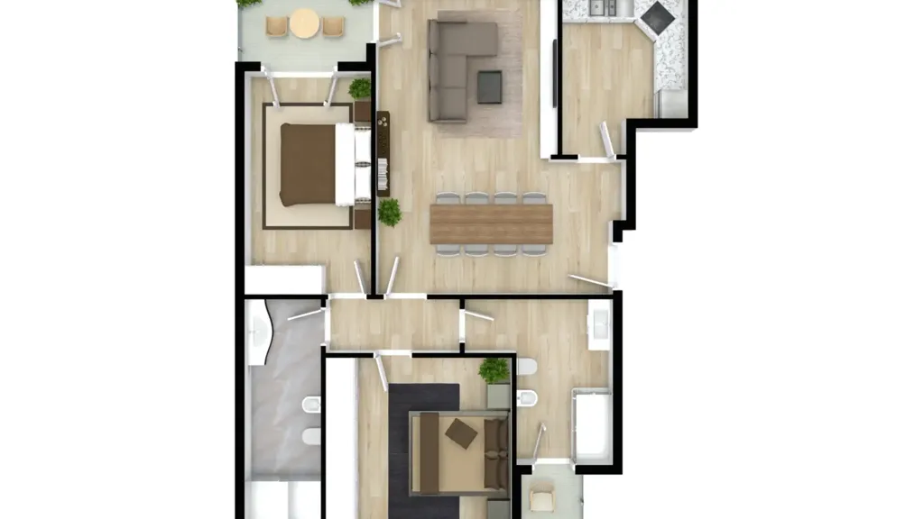 Plan - Triplex with Balcony in Pieve Modolena