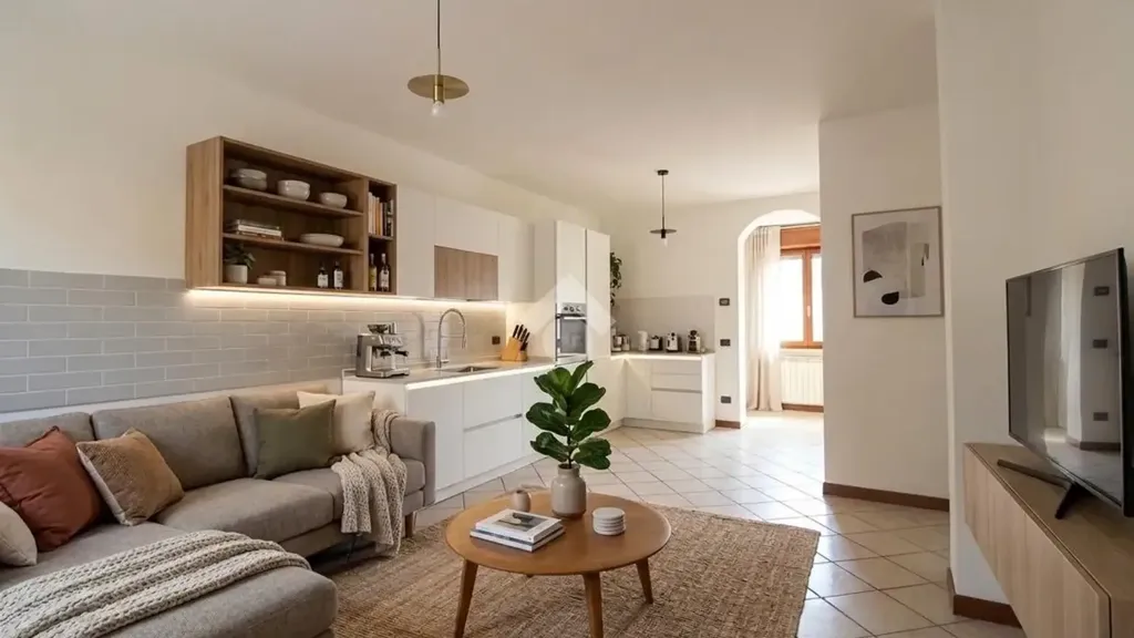 Séjour - Ground Floor Trilocale with Private Garage in Dello