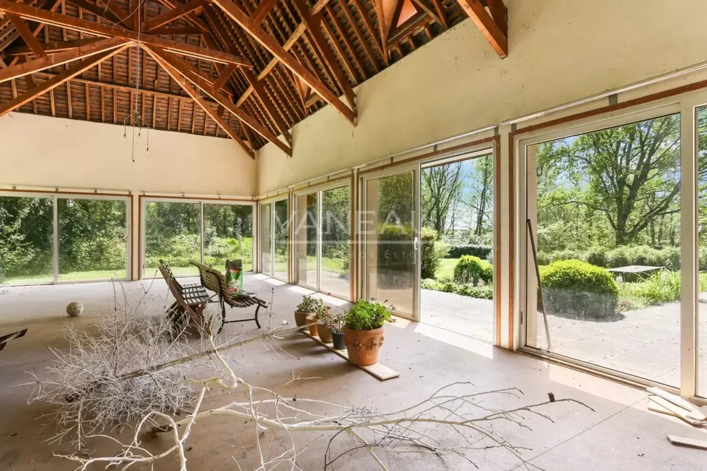 Terrasse - Maison d'architecte avec toitures asymétriques à Nointot