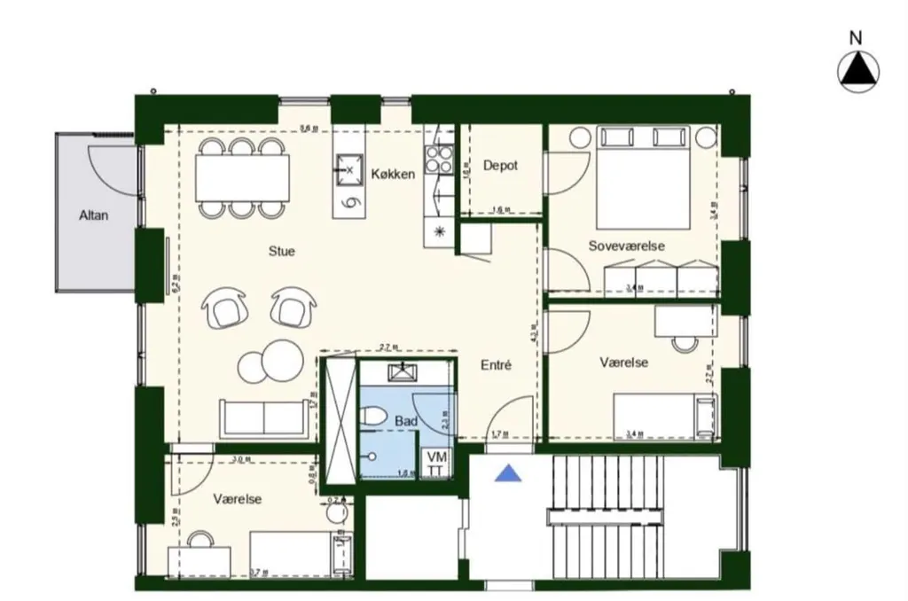 Plan - 4-Bed Apartment with Balcony in Hedehusene