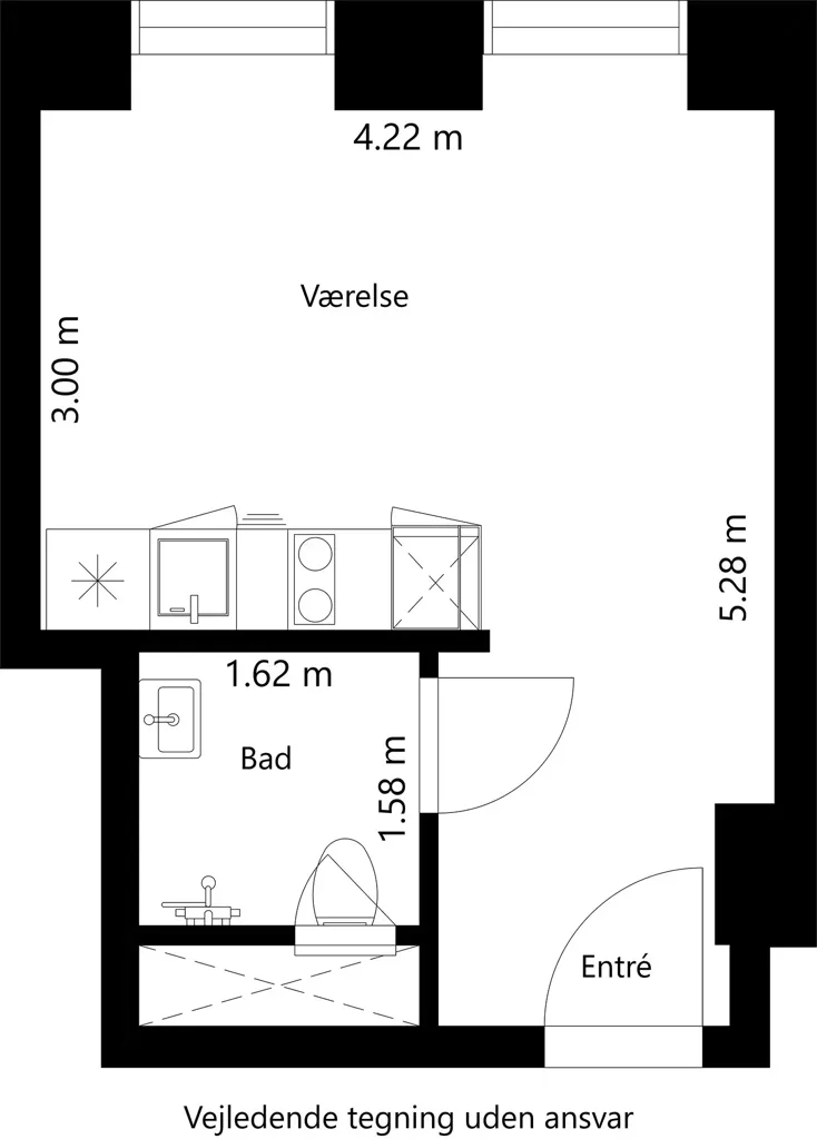 Plan - 1-Bedroom Apartment with Shared Amenities in Odense C