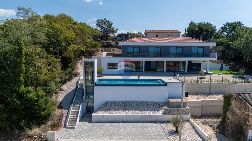 Vue aérienne - Luxury Villa with Infinity Pool in Vižinada