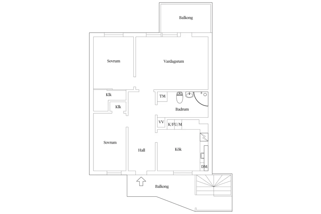 Plan - Renovated Apartment with Balconies in Ingebäck