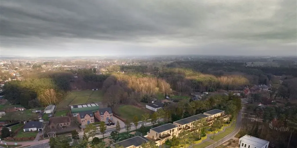 Vue aérienne - Appartement de jardin avec terrasse à Olen