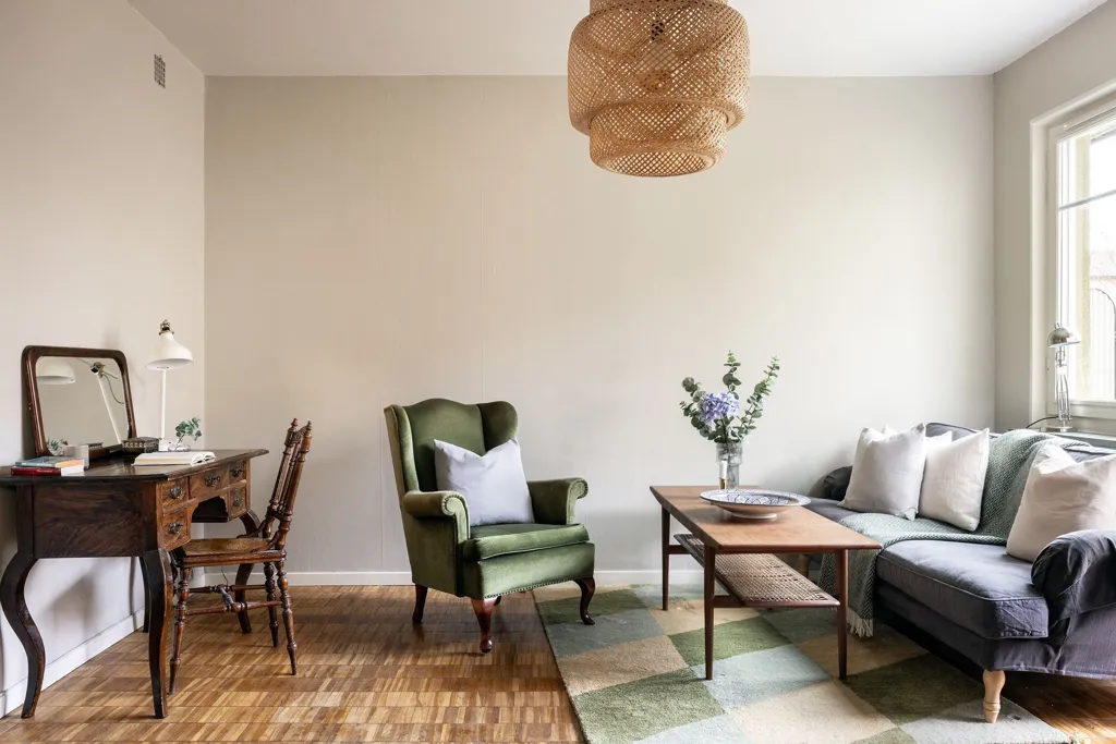 Living Room - Funkis-Style Flat with Balcony in Årsta