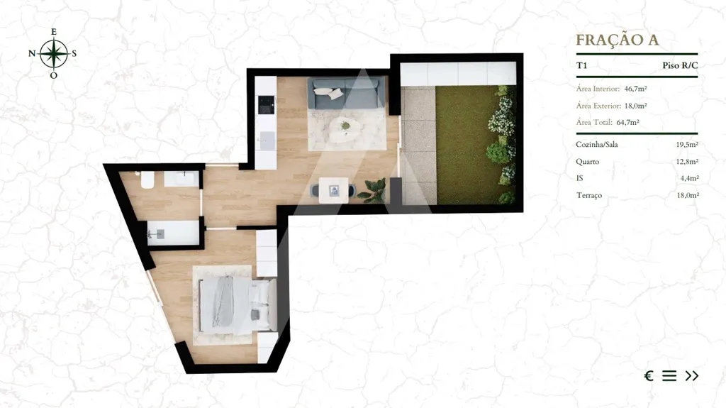 Plaan - T1 Apartment with Garden in Aveiro
