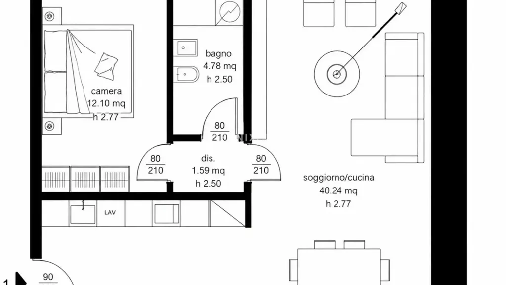 Plan - Rustic-Style Flat with Balcony in Milan