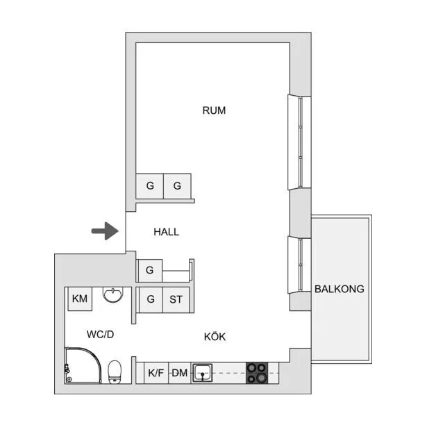 Plaan - Apartment with Large Balcony in Centrala Hisingen
