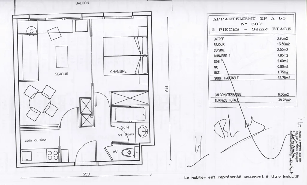 Planimetria - Fully-Fitted 2-Bed Paris 15th with Balcony