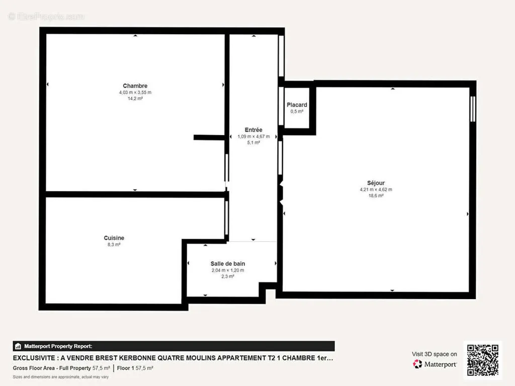 Plan - Appartement T2 avec Vue Sud à Brest Kerbonne