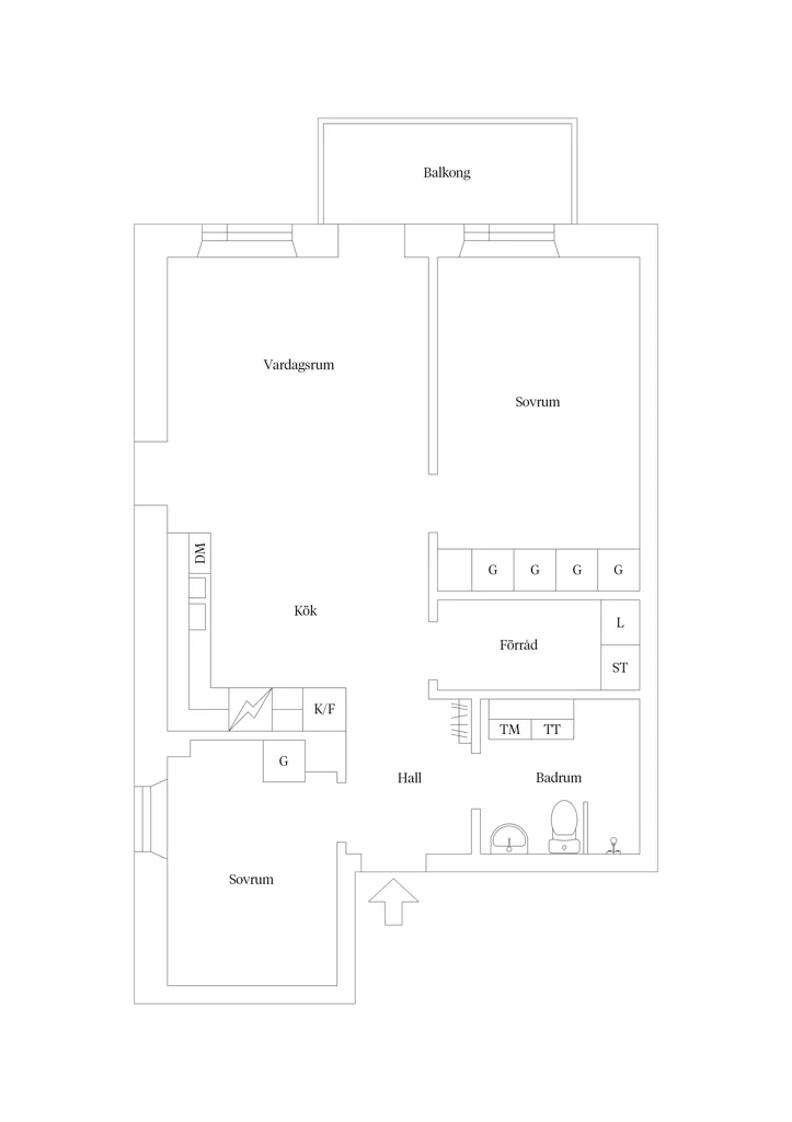 Floor Plan - Modern Flat with Balcony in Uppsala