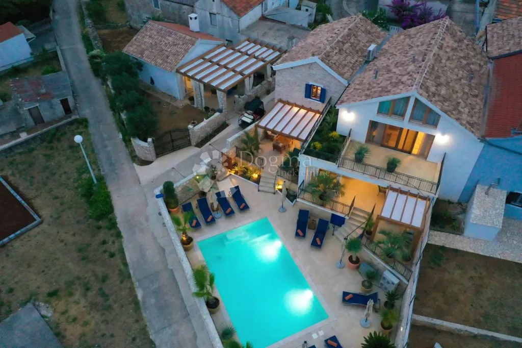 Aerial - Stone House with Pool on Molat, Zadar