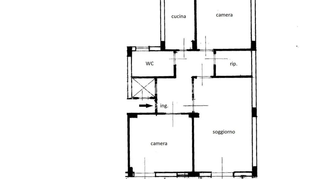 Plan - Bright Trilocale with Balcony in Messina
