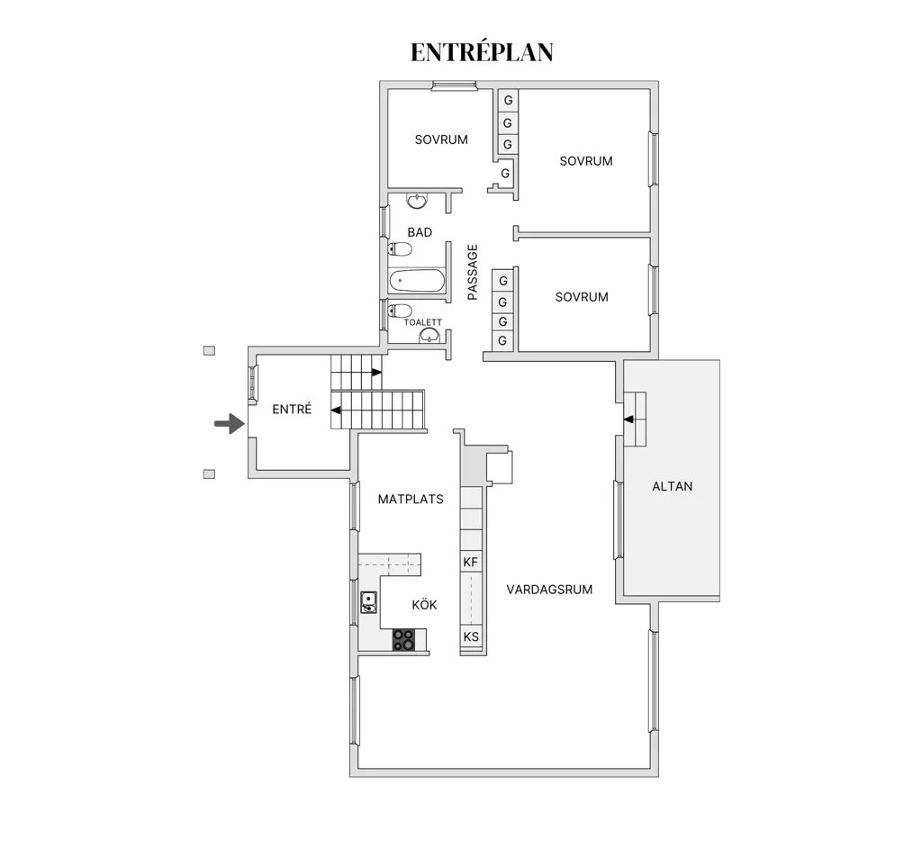 Floor Plan - Villa with Garden in Trollbäcken, Stockholm