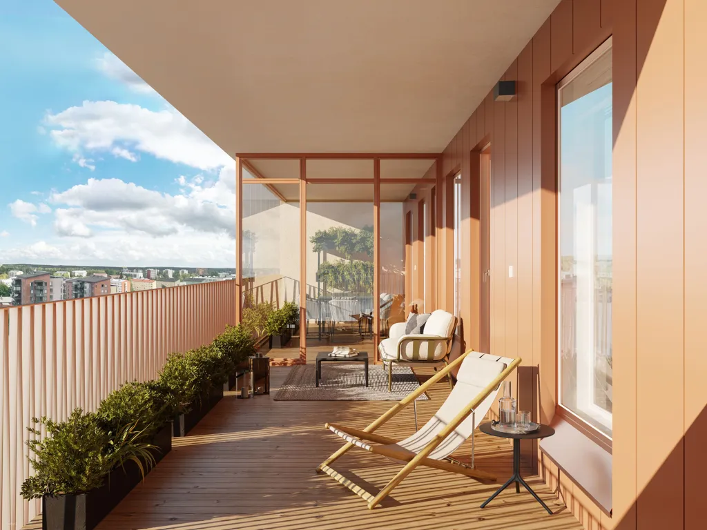 Balcon - New-Build Flat with Glazed Balcony in Kaleva
