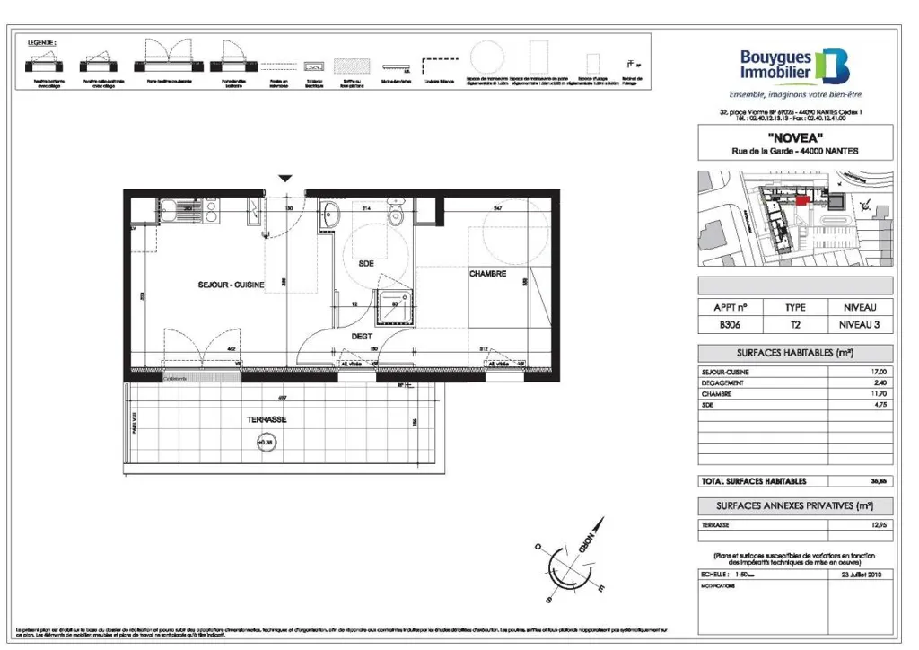Plan - Appartement T2 avec Terrasse au Sud à Nantes