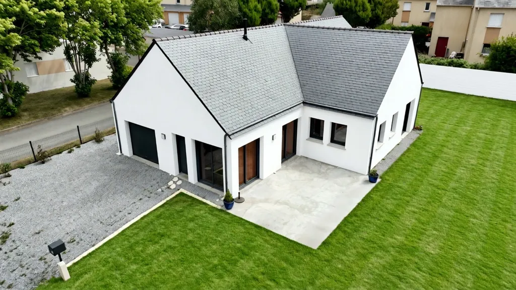 Vue aérienne - Maison Contemporaine avec Jardin près de Mersperleuc