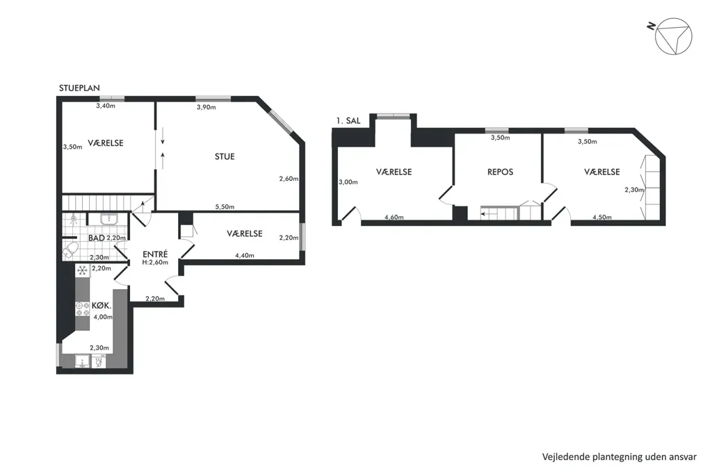 Planimetria - Spacious 5-Room Apartment in Central Aalborg