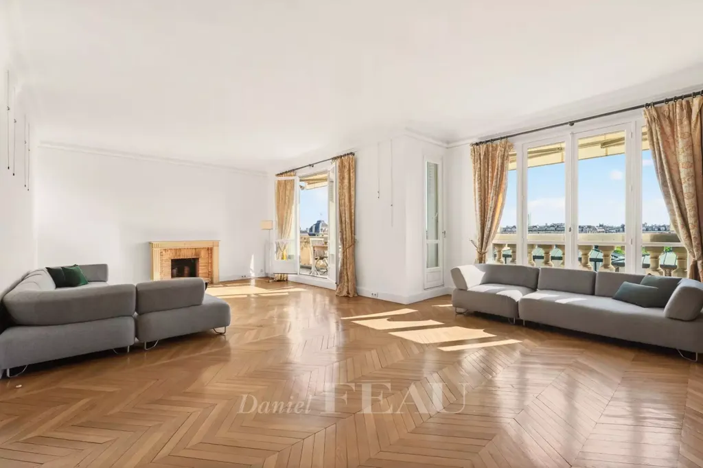 Living Room - Luxury Duplex with Balcony Views near Eiffel Tower