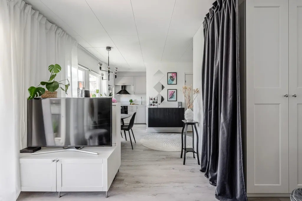 Living Room - Apartment with Garden View in Stockholm