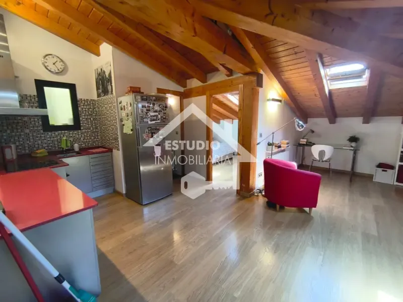 Living Room - Modern Loft with Wood Beams in Logroño