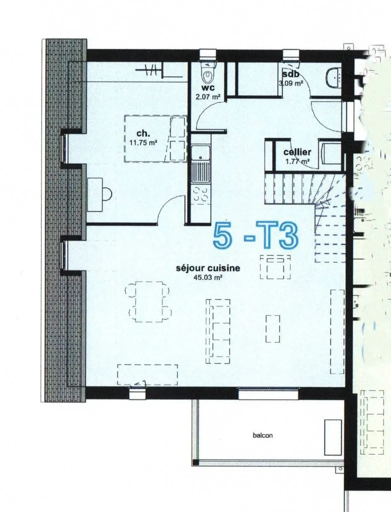 Plan - Appartement Duplex T3 Neuf avec Balcon à Argelès-Gazost