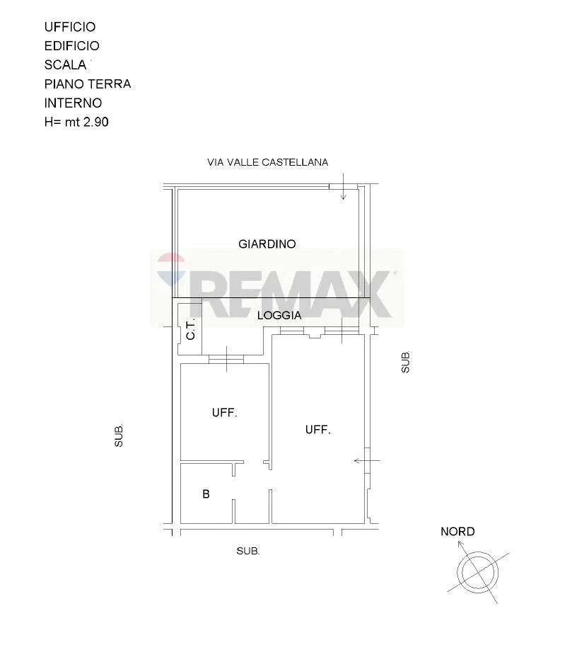 Plan - Office with Garden in Case Rosse, Rome