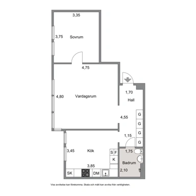 Grundriss - Duplex Apartment with Large Windows in Norr