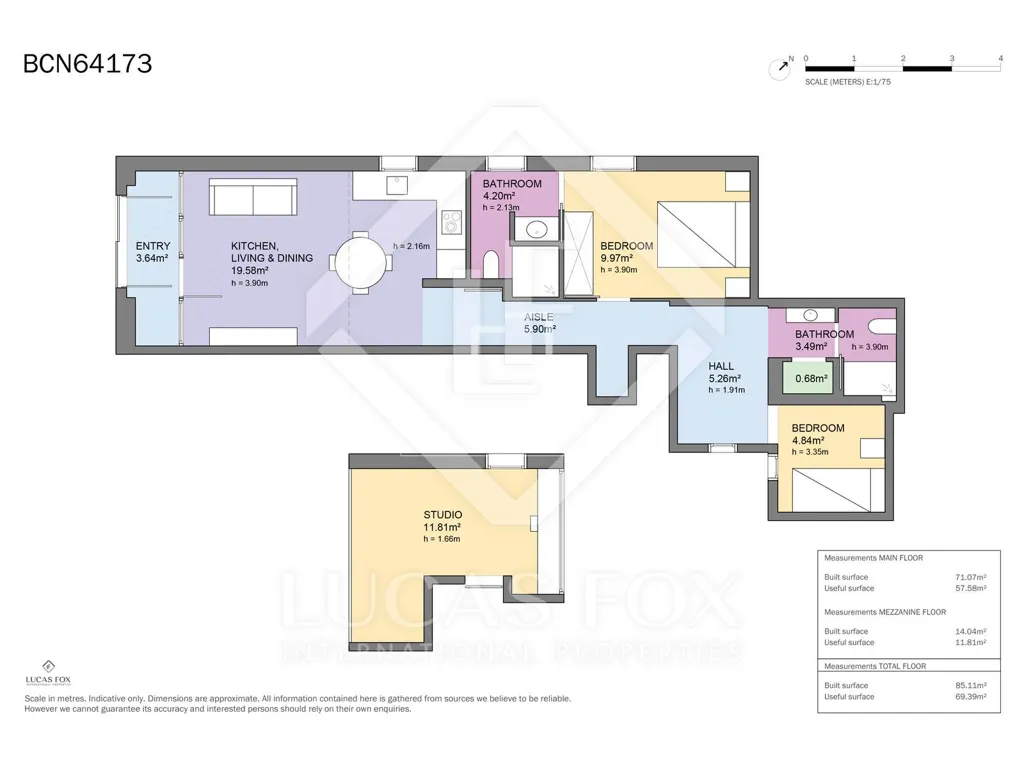 Plan - Renovated Apartment with Mezzanine in Eixample, Barcelona
