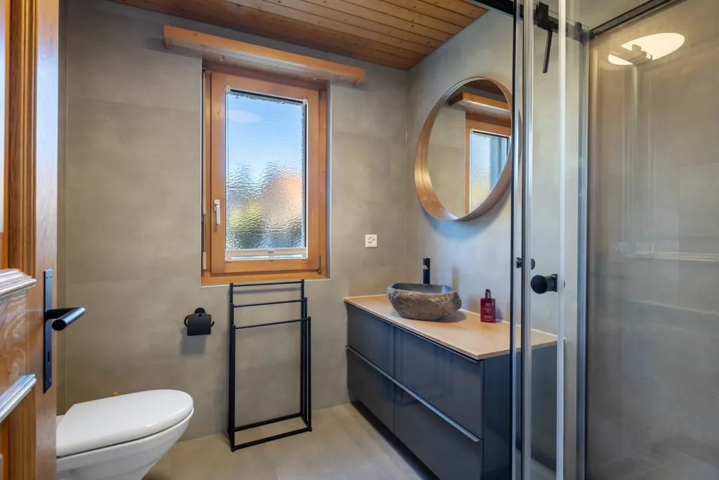Bathrooms - Detached House with Panoramic Mountain Views in Einsiedeln