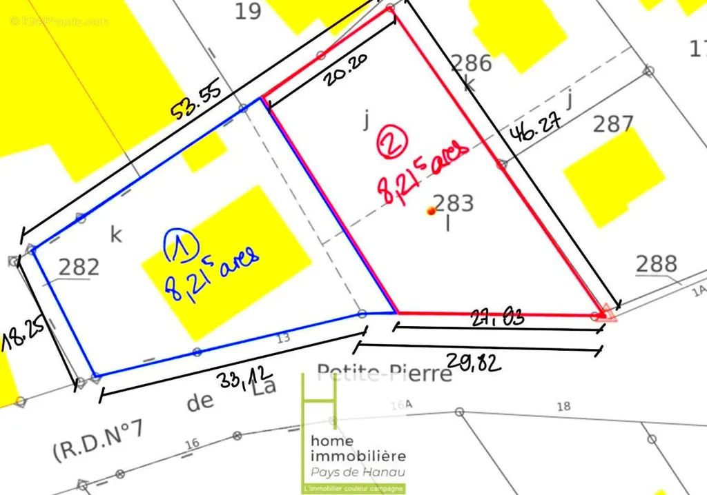 Plan - Terrain Constructible à Bouxwiller, 821m²