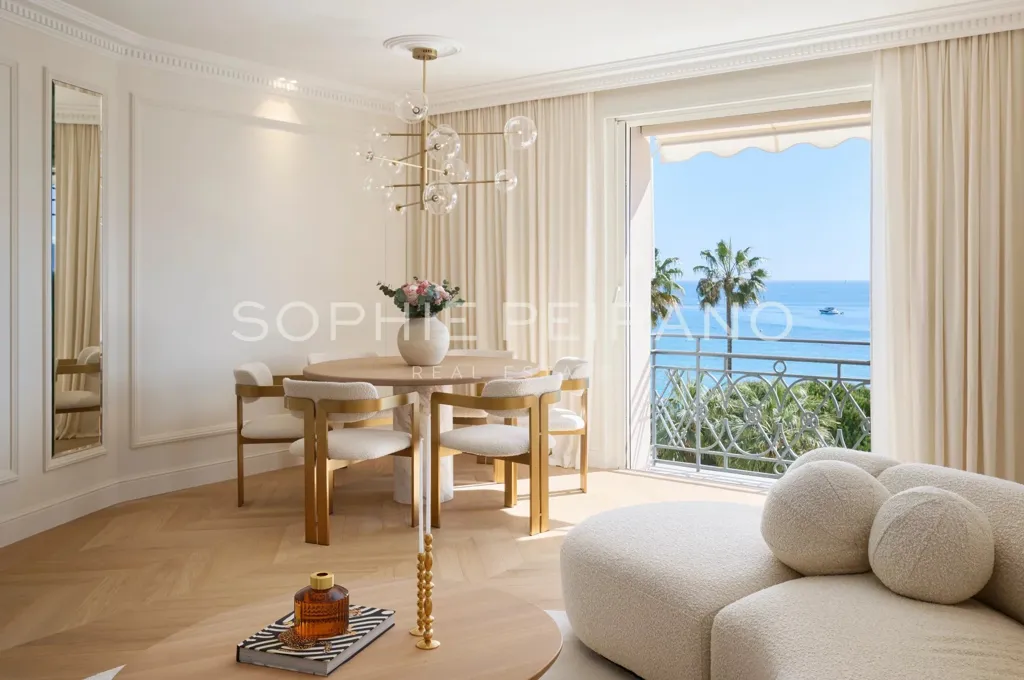 Séjour - Appartement Luxe avec Vue Mer à Cannes